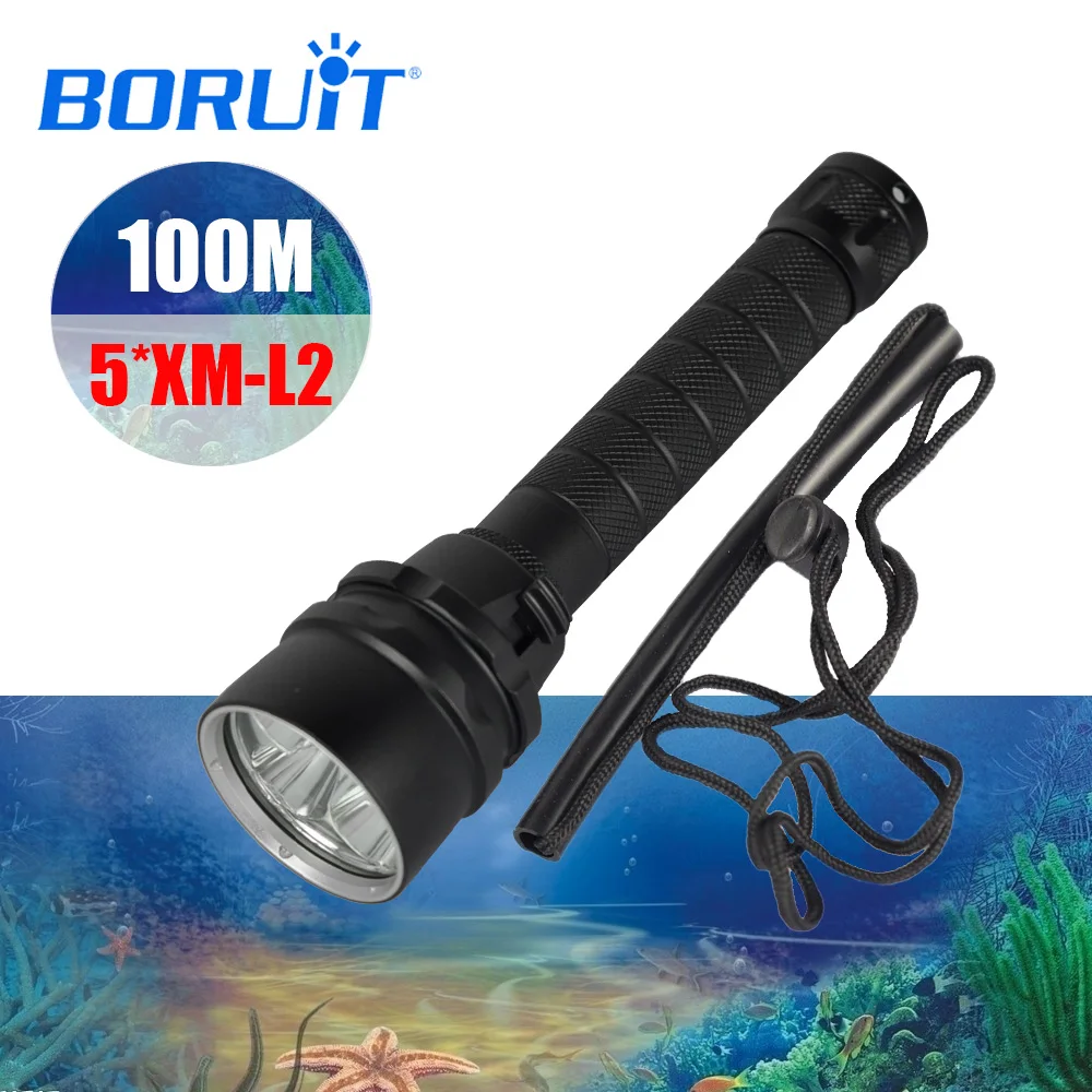 BORUIT Diving Flashlight 5x XML L2 LED Torch 10000LM Underwater 100M Waterproof Diving Flash Light Battery charger Free shipping
BORUIT Diving Flashlight 5x XML L2 LED Torch 10000LM Underwater 100M Waterproof Diving Flash Light Battery charger Free shipping
