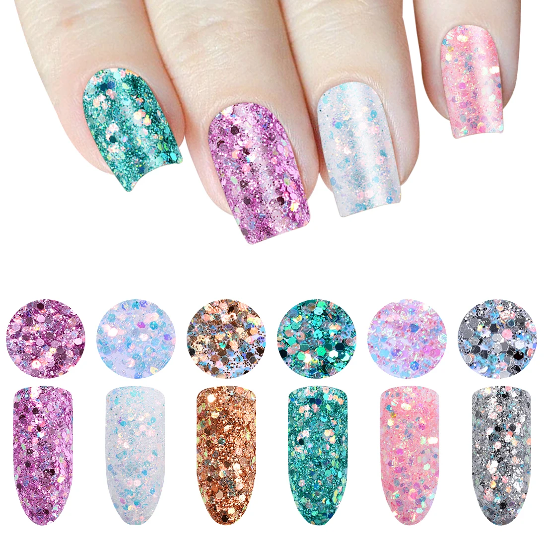 Shinning Colorful Nail Flakes 6 boxes/set Laser Mixed Nail Glitter Powder Sequins Charm Dust For Nail Art Decorations 3D DIY
Shinning Colorful Nail Flakes 6 boxes/set Laser Mixed Nail Glitter Powder Sequins Charm Dust For Nail Art Decorations 3D DIY