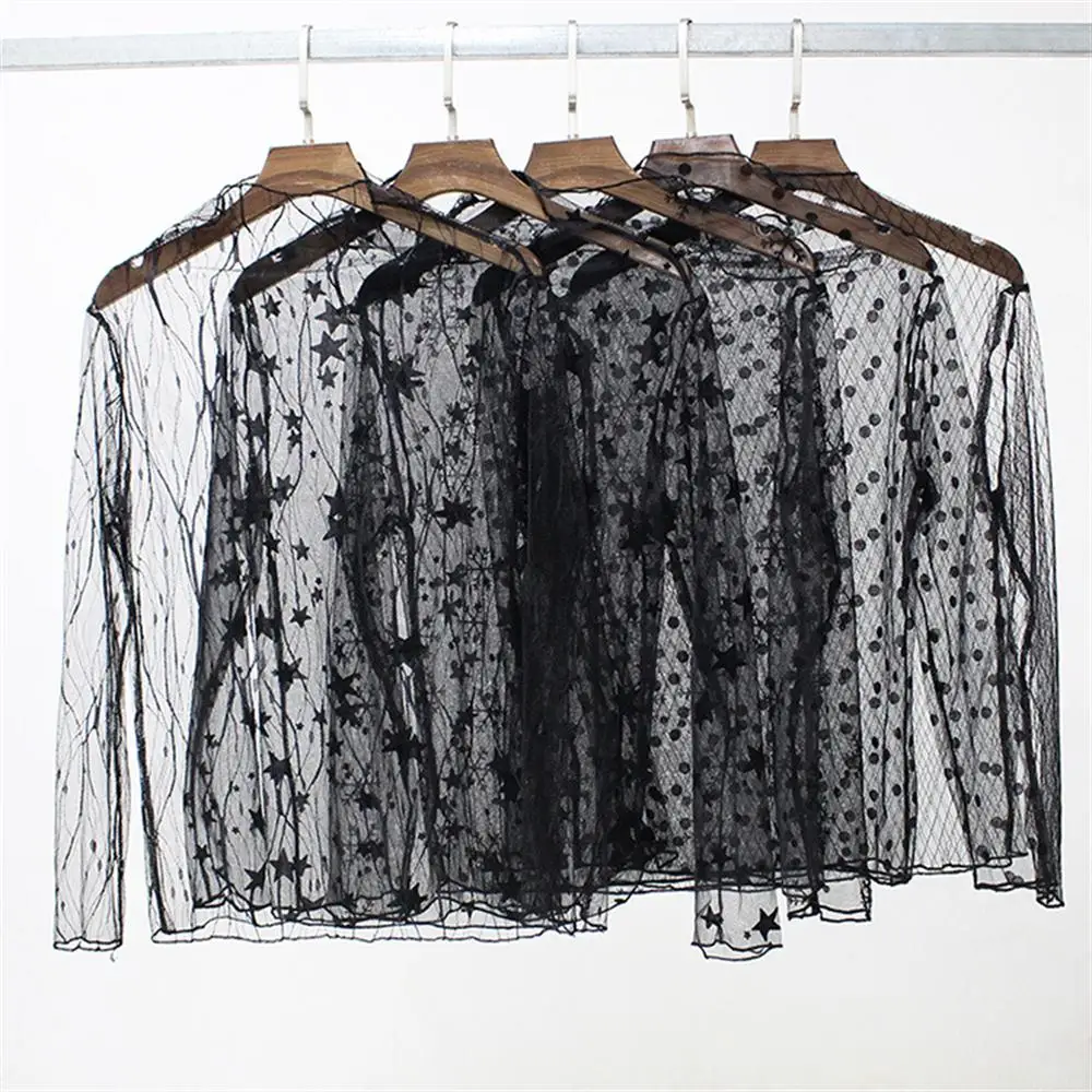 spring Summer Women Lace Blouses Shirt Women tops Sexy mesh Blouses See-through Long Sleeve Black Dot Star Striped Shirt Blouse
spring Summer Women Lace Blouses Shirt Women tops Sexy mesh Blouses See-through Long Sleeve Black Dot Star Striped Shirt Blouse