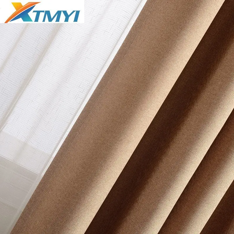 Modern Style Pure Color Luxury Curtains Doors For Living Room