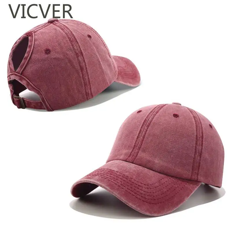 

2019 Ponytail Baseball Cap Messy Bun Hats For Women Washed Cotton Snapback Caps Casual Summer Sun Visor Female Outdoor Sport Hat