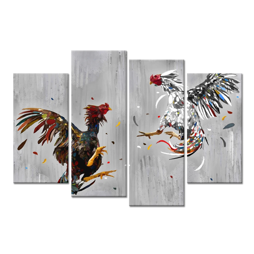 Farm Animal 4 Panel Canvas Wall Art Cock Fighting Picture Painting Rooster Art Print Rustic Chicken Country Kitchen Home Decor
Farm Animal 4 Panel Canvas Wall Art Cock Fighting Picture Painting Rooster Art Print Rustic Chicken Country Kitchen Home Decor