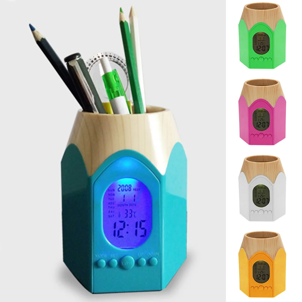 4 Colors Pencil Pot Pen Holder Stationery Storage box with LED Digital Alarm Clock Table Clock Temperature Calendar display
4 Colors Pencil Pot Pen Holder Stationery Storage box with LED Digital Alarm Clock Table Clock Temperature Calendar display