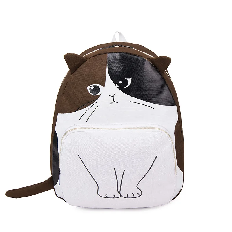 Фото Cat Backpack Women Canvas Printing School Bags For Teenagers Ladies Travel Ear Bagpack mochila | Багаж и сумки