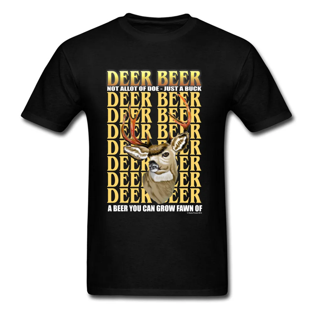 Tops Tees Deer Beer Father Day Funky Classic Short Sleeve Pure Cotton Round Neck Men T Shirts Classic T-shirts Deer Beer black