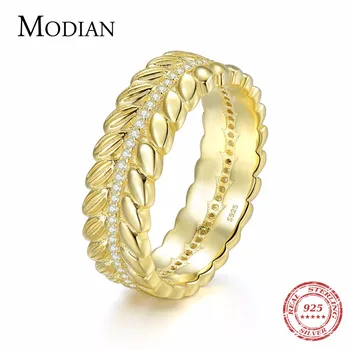 Modian 100% Solid 925 Sterling Silver Gold Color Lucky Tree Leaf Stackable Finger Ring For Women Fashion Anniversary Jewelry
Modian 100% Solid 925 Sterling Silver Gold Color Lucky Tree Leaf Stackable Finger Ring For Women Fashion Anniversary Jewelry