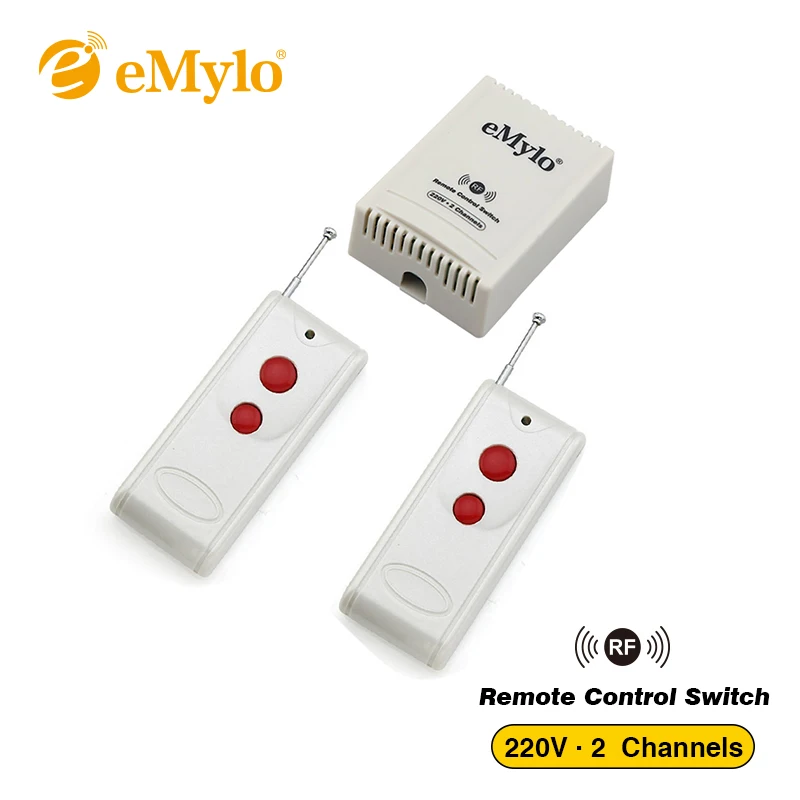 Переключатель eMylo AC 220V 1000W 10A 2 канальный реле Белый передатчик RF умный