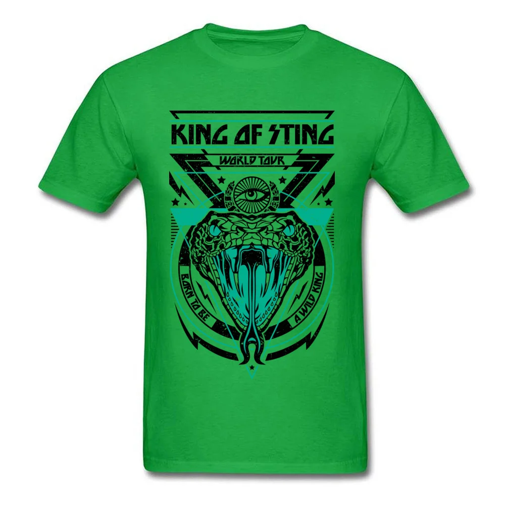 King of Sting Printed On Summer All Cotton Crew Neck Men's Tops Shirts Printed On Tee-Shirts Faddish Short Sleeve T-Shirt King of Sting green