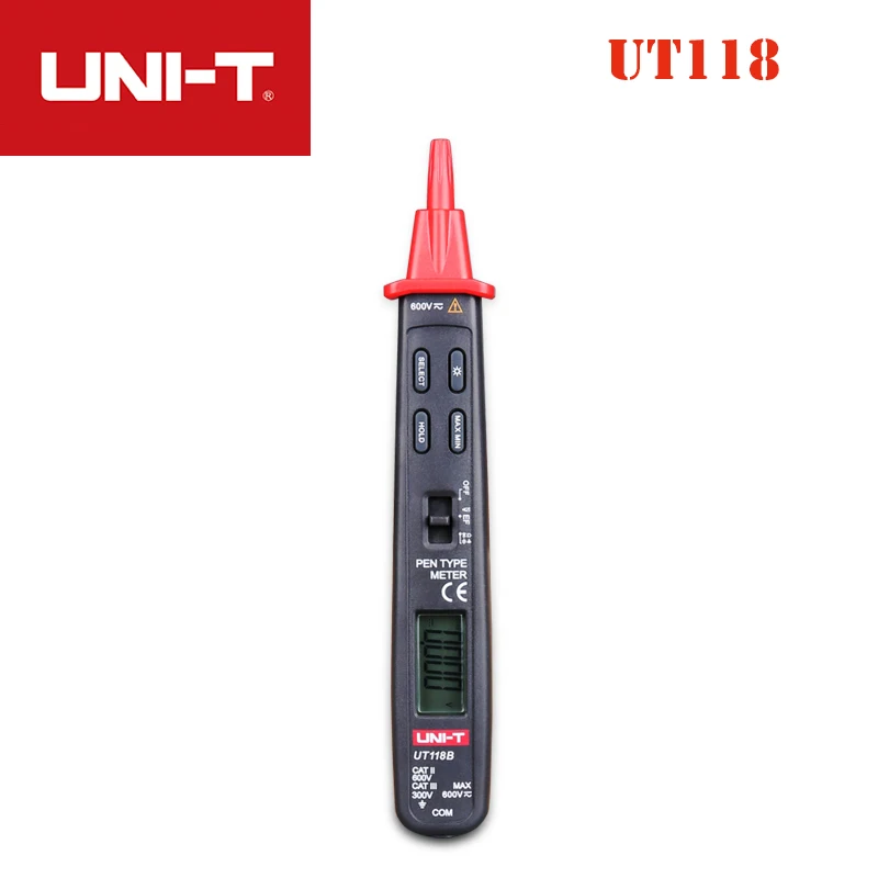 UNI-T UT118B Pen Type Digital Multimeter EF Function Multi meters AC/DC Voltage Testers Digital Multimeter with Capacitance Test
UNI-T UT118B Pen Type Digital Multimeter EF Function Multi meters AC/DC Voltage Testers Digital Multimeter with Capacitance Test