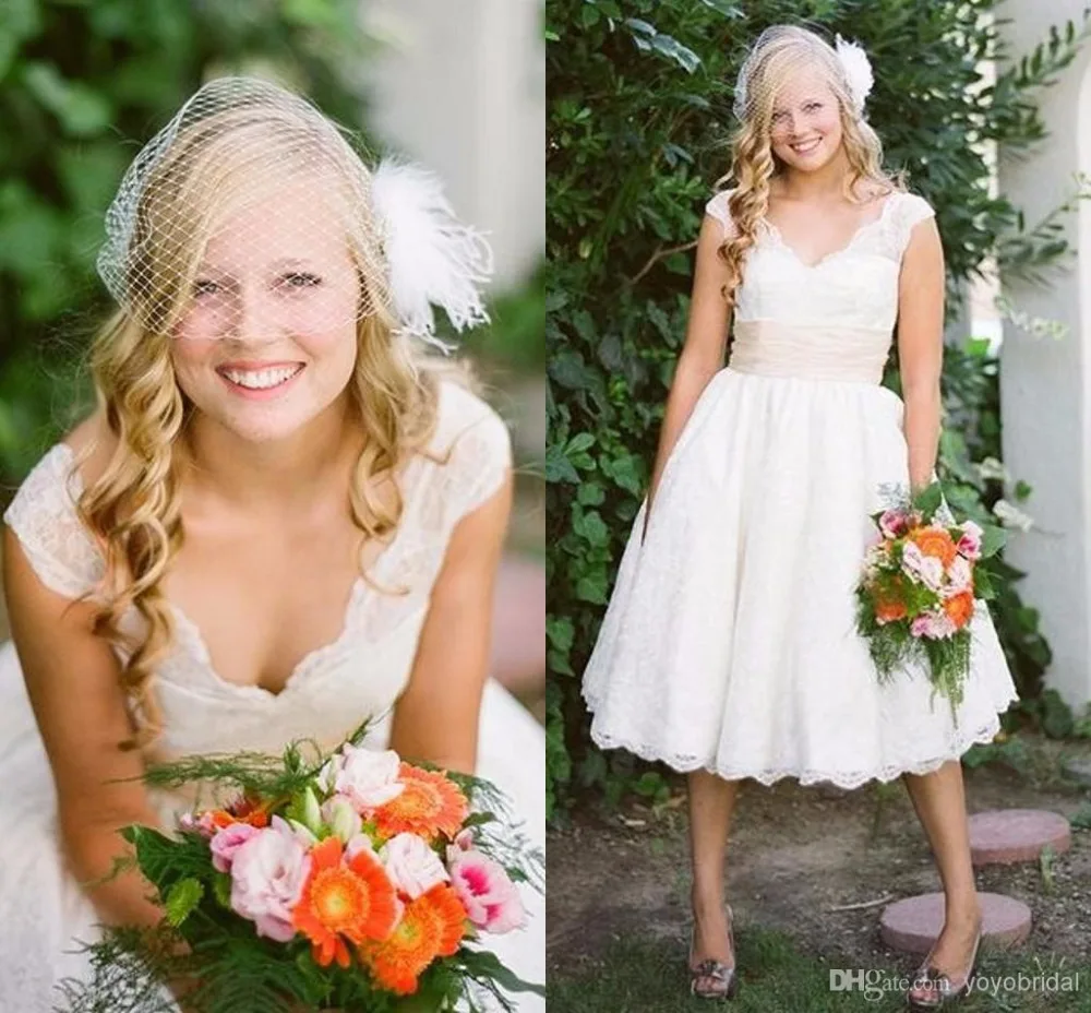 2015 Fashion Cap Sleeve With Lace Cheap Wedding Bridal Dresses Gowns Tea Length Backless With Short Sleeve plus size Dress
2015 Fashion Cap Sleeve With Lace Cheap Wedding Bridal Dresses Gowns Tea Length Backless With Short Sleeve plus size Dress