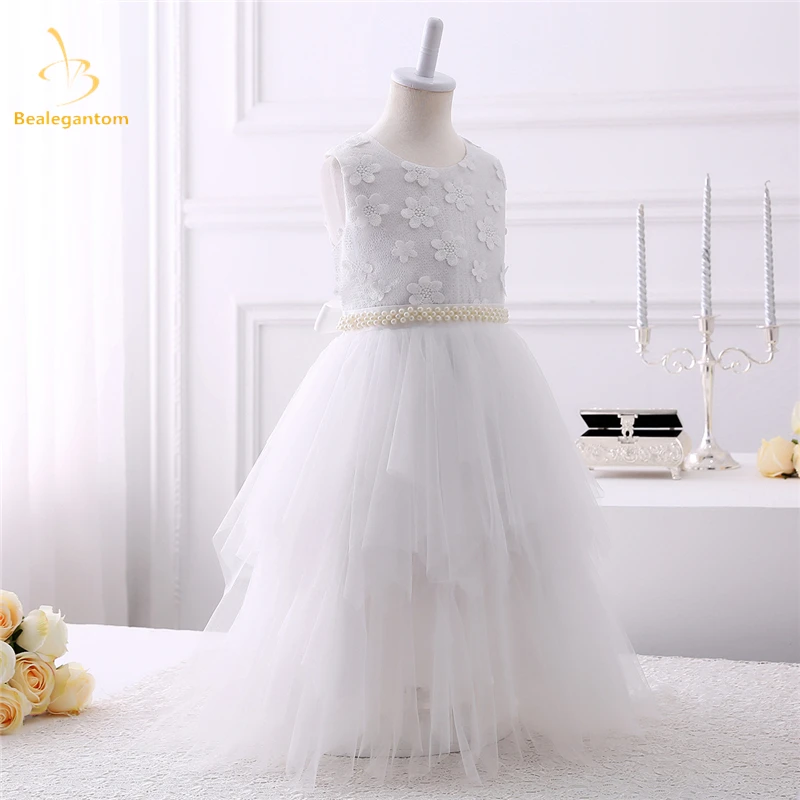 Платье для девочек Bealegantom белое платье с цветочным узором и бантом цветочной