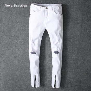 Men Hip hop Ripped Elasticity Skinny white Jeans knee Holes motorcycle streetwear Casual Bottom zipper Joggers Denim trousers
Men Hip hop Ripped Elasticity Skinny white Jeans knee Holes motorcycle streetwear Casual Bottom zipper Joggers Denim trousers