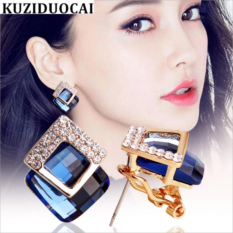 Kuziduocai New Fashion Jewelry Copper Square Crystal Clear Rhinestones Stud Earrings For Women Gift Brincos Pendientes E-474
Kuziduocai New Fashion Jewelry Copper Square Crystal Clear Rhinestones Stud Earrings For Women Gift Brincos Pendientes E-474