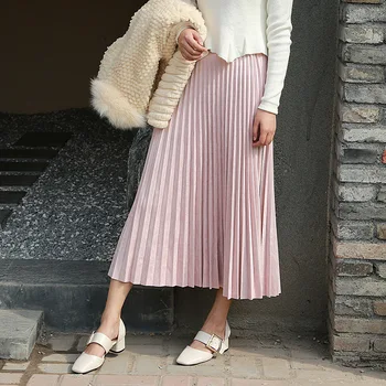 Denim Skirt Time-limited Solid Saia Free Shipping Free 2019 A New Korean Pure Golden Velvet Pleated Skirt In Autumn And Winter
Denim Skirt Time-limited Solid Saia Free Shipping Free 2019 A New Korean Pure Golden Velvet Pleated Skirt In Autumn And Winter