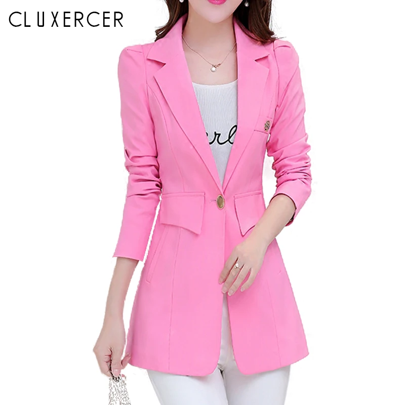 2018 Women Fashion Spring Blazer Pink Plus size Casual Korean Style jacket elegant Slim office lady overalls Long Blazers
2018 Women Fashion Spring Blazer Pink Plus size Casual Korean Style jacket elegant Slim office lady overalls Long Blazers