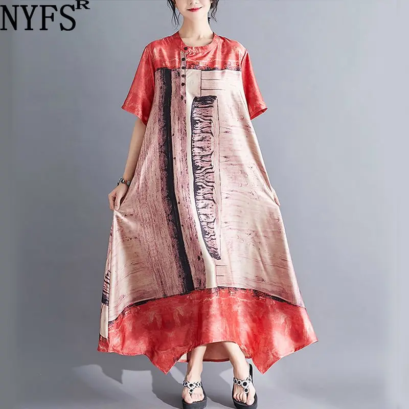 NYFS Summer dress 2019 New Literary Vintage loose large size Women dress Printing long Dress Vestidos Robe Elbise
NYFS Summer dress 2019 New Literary Vintage loose large size Women dress Printing long Dress Vestidos Robe Elbise