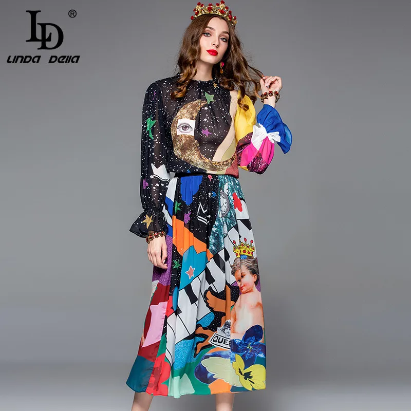 LD LINDA DELLA Fashion Runway Spring Two Pieces Set Women's Long Sleeve Cartoon Printed Chiffon Top and Skirt Sets Suit
LD LINDA DELLA Fashion Runway Spring Two Pieces Set Women's Long Sleeve Cartoon Printed Chiffon Top and Skirt Sets Suit
