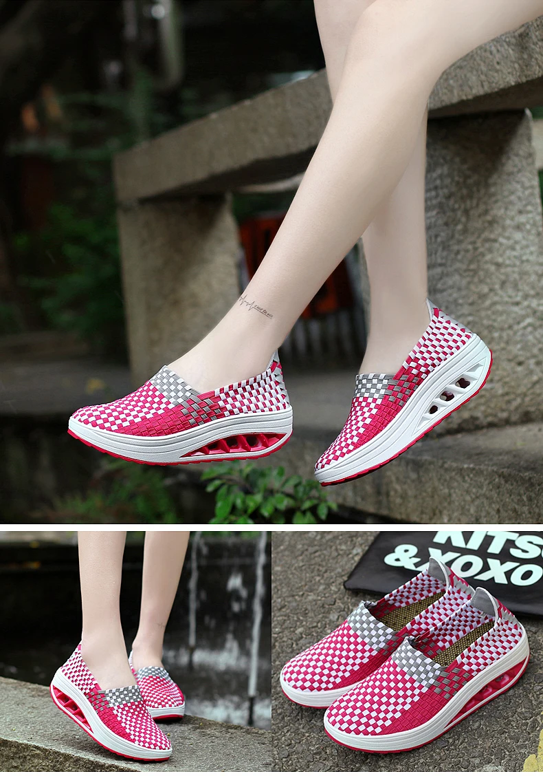 2019 Spring women sneakers flat woven shoes women platform sneakers shoes ladies wedge shoes female walking shoes (4)