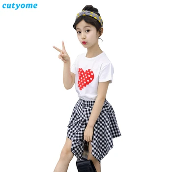 3-14 Years Teenage Girls Suits Cutyome Kids Short Sleeve T Shirt Plaid Skirt 2pcs Clothing Set Summer 12 School Children Clothes
3-14 Years Teenage Girls Suits Cutyome Kids Short Sleeve T Shirt Plaid Skirt 2pcs Clothing Set Summer 12 School Children Clothes