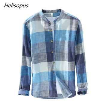 Helisopus New Summer Linen Shirt Long-sleeved Plaid Stand Collar Retro Style Shirt Men Fashion Yellow Blue Casual Shirt Tops
Helisopus New Summer Linen Shirt Long-sleeved Plaid Stand Collar Retro Style Shirt Men Fashion Yellow Blue Casual Shirt Tops