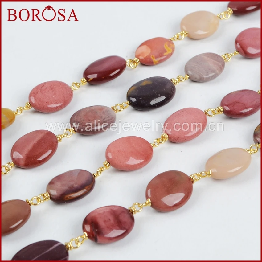 BOROSA Gold/Silver/Brass Color Oval Shape Mookaite J-asper Beads Chain Stone Beaded Chains Natural Stone Beaded Chains JT119
BOROSA Gold/Silver/Brass Color Oval Shape Mookaite J-asper Beads Chain Stone Beaded Chains Natural Stone Beaded Chains JT119