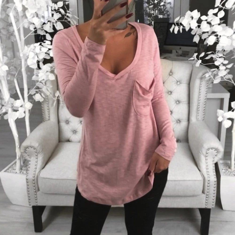 CALOFE 2019 Solid Oversized Tshirt Women Sexy Deep V-Neck Camiseta Mujer New Loose Casual Women Tshirt Cotton Full Sleeve Shirt
CALOFE 2019 Solid Oversized Tshirt Women Sexy Deep V-Neck Camiseta Mujer New Loose Casual Women Tshirt Cotton Full Sleeve Shirt