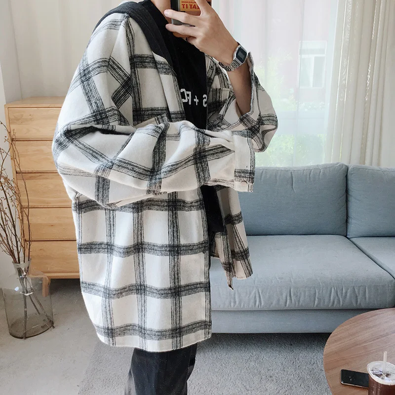 Overshirt Men Autumn New Fashion Casual Loose Long-sleeved Hooded Woolen Jacket Clothes Streetwear Male Plaid Shirt Outwear Man
Overshirt Men Autumn New Fashion Casual Loose Long-sleeved Hooded Woolen Jacket Clothes Streetwear Male Plaid Shirt Outwear Man