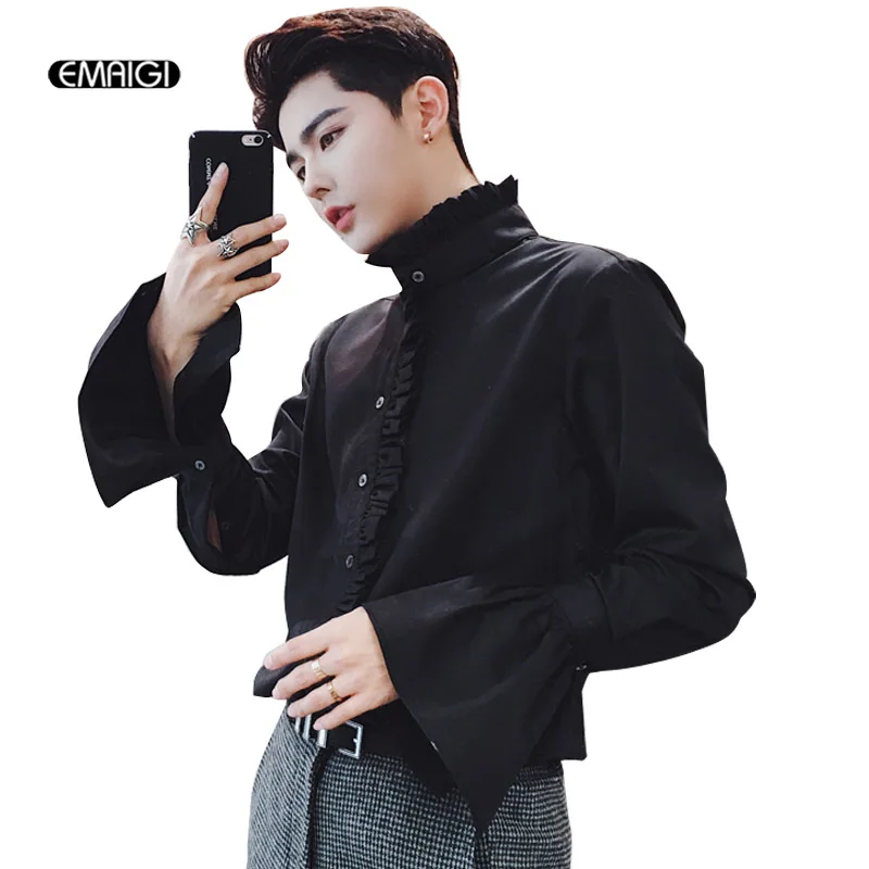Black White Fashion Casual Men Long Sleeve Casual Shirts Male Tuxedo Dress Petal Sleeve Shirt Stage Fashion Show Clothing
Black White Fashion Casual Men Long Sleeve Casual Shirts Male Tuxedo Dress Petal Sleeve Shirt Stage Fashion Show Clothing