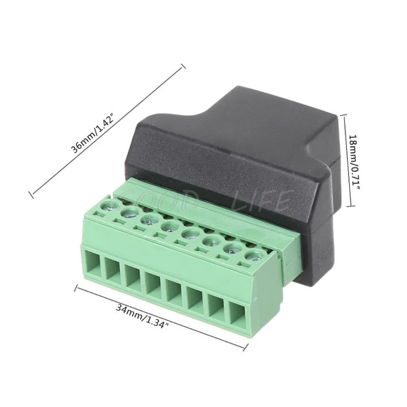 

RJ45 Female To Screw Terminal 8 Pin Connector Ethernet Cable Extender Adapter