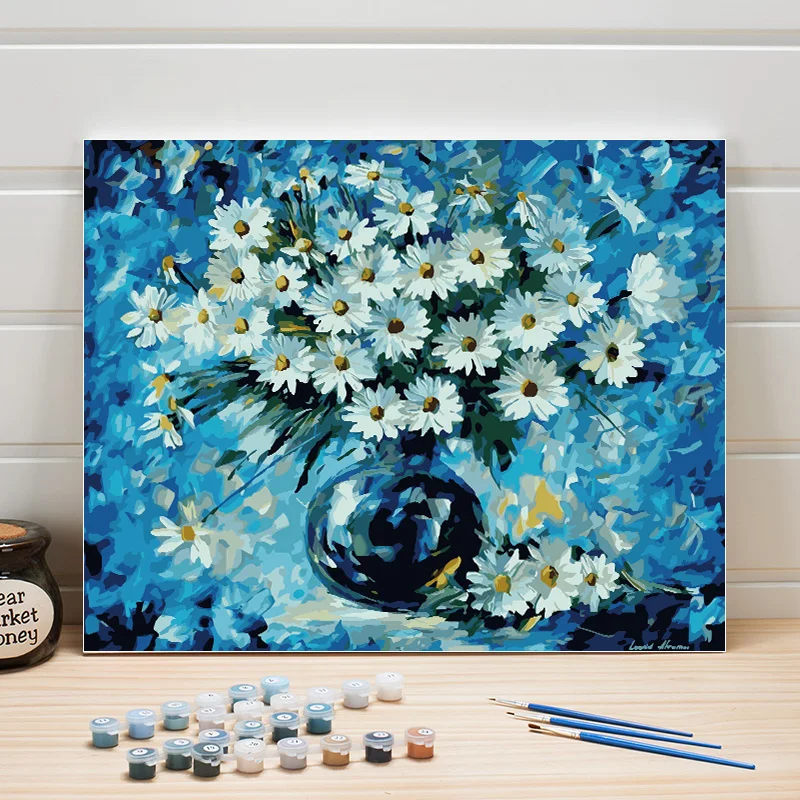 

Drawing Pictures By Numbers Flowers Acrylics Oil Painting On Canvas Paint Color Artworks For Bedroom Wall Wedding Decoration Set