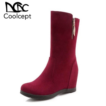Coolcept Women Mid Calf Boots Winter Plush Fur Shoes Woman Inside Heels Wedge Boots New Fashion Zipper Warm Shoes Size 33-40
Coolcept Women Mid Calf Boots Winter Plush Fur Shoes Woman Inside Heels Wedge Boots New Fashion Zipper Warm Shoes Size 33-40