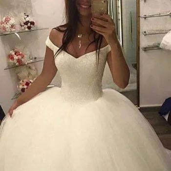 Holievery Beaded Tulle Ball Gown Wedding Dresses with Off Shoulder Neckline 2019 White Ivory Wedding Gown Robe Mariage
Holievery Beaded Tulle Ball Gown Wedding Dresses with Off Shoulder Neckline 2019 White Ivory Wedding Gown Robe Mariage