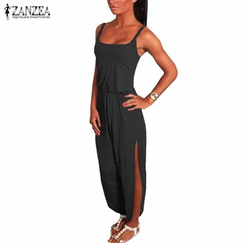 ZANZEA Summer Rompers Womens Jumpsuit Sexy Spaghetti Strap