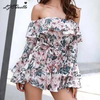 Super Comfy Floral Jumpsuit Fashion Trend Sling Print Loose Piece Trousers Slash Neck Print Belt Playsuit Bell sleeve Clothes
Super Comfy Floral Jumpsuit Fashion Trend Sling Print Loose Piece Trousers Slash Neck Print Belt Playsuit Bell sleeve Clothes
