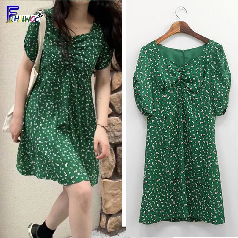 A Line Dresses Summer Women Korean Japan Preppy Style Clothes Cute V Neck Draped Green Dot Floral Print Vintage Dress 5190
A Line Dresses Summer Women Korean Japan Preppy Style Clothes Cute V Neck Draped Green Dot Floral Print Vintage Dress 5190
