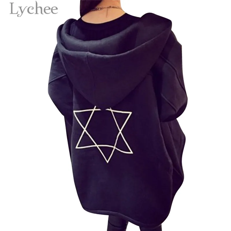 Lychee Streetwear Back Star Print Women Hooded Coat Jacket Zipper Loose Long Sleeve Casual Loose Female Coat Hoodie Outwear
Lychee Streetwear Back Star Print Women Hooded Coat Jacket Zipper Loose Long Sleeve Casual Loose Female Coat Hoodie Outwear