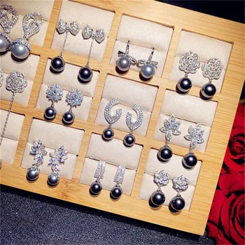 Solid S925 Silver Vintage Drop Earrings For Women Long Cubic Zirconia Dark Gray Freshwater Pearls Fine Jewelry High Quality
Solid S925 Silver Vintage Drop Earrings For Women Long Cubic Zirconia Dark Gray Freshwater Pearls Fine Jewelry High Quality