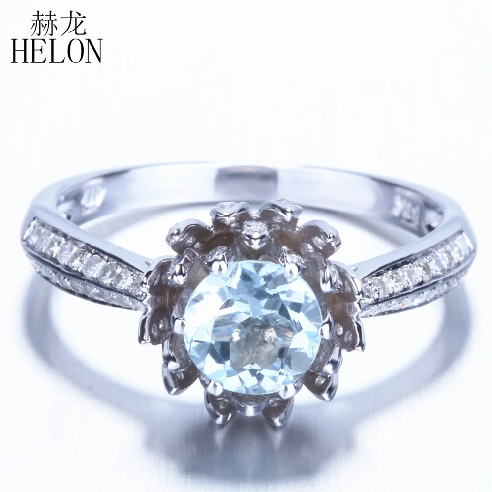 HELON Pave 0.43ct Genuine Natural Diamond Solid 14K White Gold Engagement Wedding 6mm Round Cut Aquamarine Fine Jewelry Ring
HELON Pave 0.43ct Genuine Natural Diamond Solid 14K White Gold Engagement Wedding 6mm Round Cut Aquamarine Fine Jewelry Ring