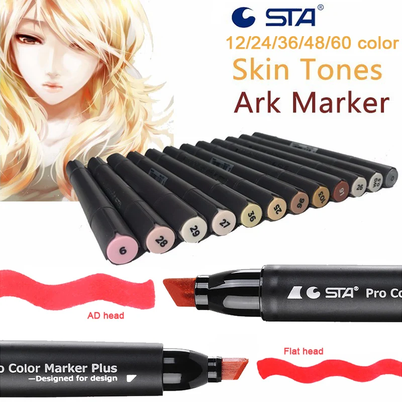 STA Skin Tones Marker 12/24/36/48/60 Colors Double Headed Alcohol Based Professional Character Sketch Art Markers for Painting
STA Skin Tones Marker 12/24/36/48/60 Colors Double Headed Alcohol Based Professional Character Sketch Art Markers for Painting