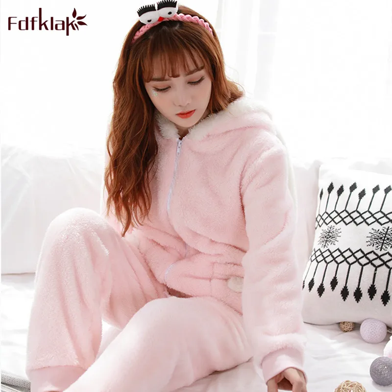 Fdfklak Thick flannel sleepwear pajamas women pyjamas set long sleeve warm home clothes winter pajama female hooded pijamas sets
Fdfklak Thick flannel sleepwear pajamas women pyjamas set long sleeve warm home clothes winter pajama female hooded pijamas sets