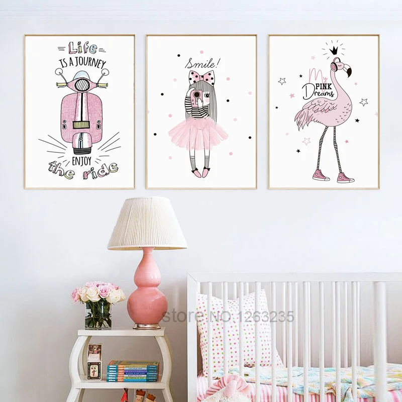 Pink Girl Flamingo Baby Wall Art Canvas Painting Nursery Nordic Poster Wall Pictures For Children Room Cartoon Smile Unframed
Pink Girl Flamingo Baby Wall Art Canvas Painting Nursery Nordic Poster Wall Pictures For Children Room Cartoon Smile Unframed