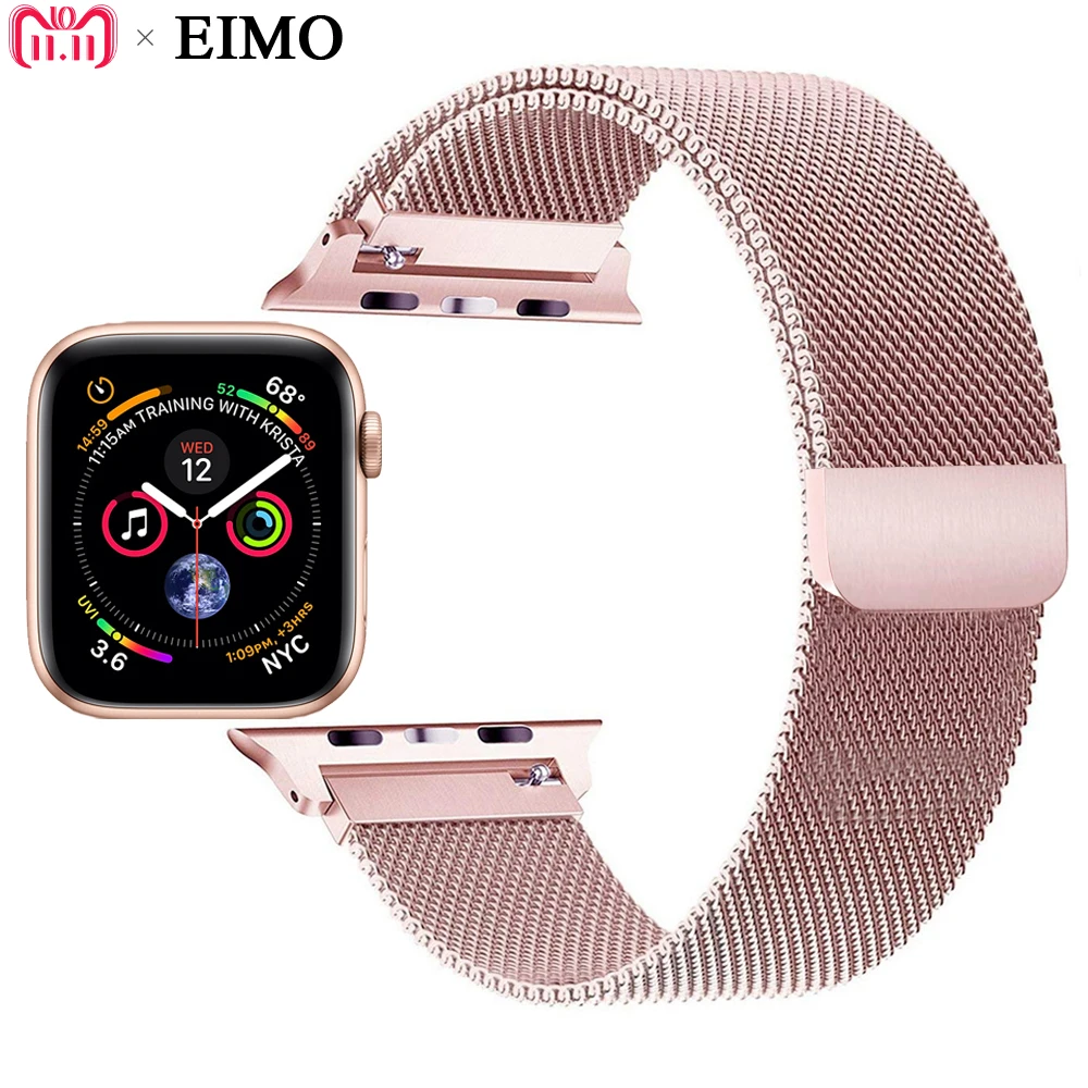 

EIMO Milanese Loop Strap for Apple Watch Band 4 3 Iwatch band 42mm 38mm 44mm 40mm stainless steel link Bracelet mesh Watchband