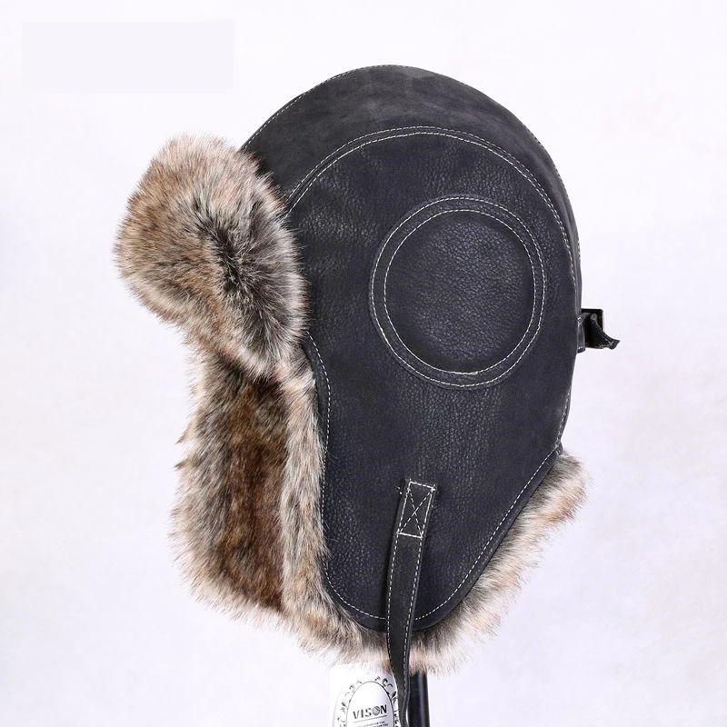 Фото 2019 New Winter Artificial Leather Hats Casual Men Women Windproof Warm Bomber Motorcycle Flight Ear Protection Cap Hi-Q | Аксессуары