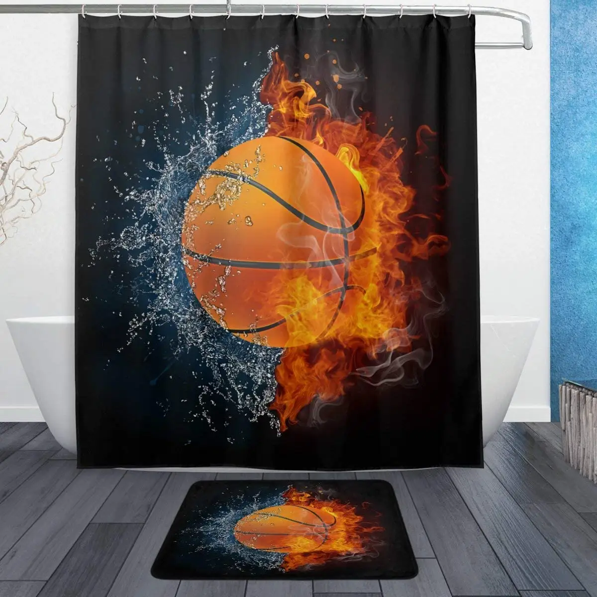 Basketball Ball with Water and Fire Waterproof Polyester Fabric Shower Curtain Doormat Bath Floor Mat Bathroom Home Decor
Basketball Ball with Water and Fire Waterproof Polyester Fabric Shower Curtain Doormat Bath Floor Mat Bathroom Home Decor