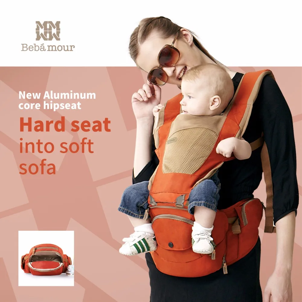 Фото Bebamour Baby Hipseat Detachable Sling New Aviation Aluminum Filling Hip seat 6 In 1 Breathable Carrier | Мать и ребенок