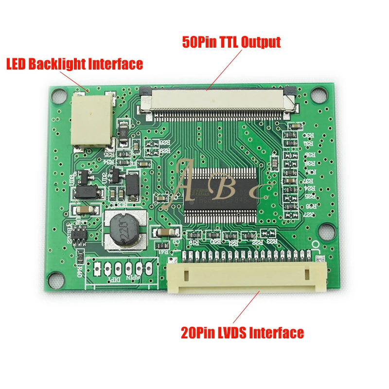 LVDS 1ch 6bit S6 DF14 - 20Pin Turn to 50Pin TTL Signal T-conboard Converter Board for 6.5 ~ 9 inch 1024x768 800x600 LCD Panel
LVDS 1ch 6bit S6 DF14 - 20Pin Turn to 50Pin TTL Signal T-conboard Converter Board for 6.5 ~ 9 inch 1024x768 800x600 LCD Panel
