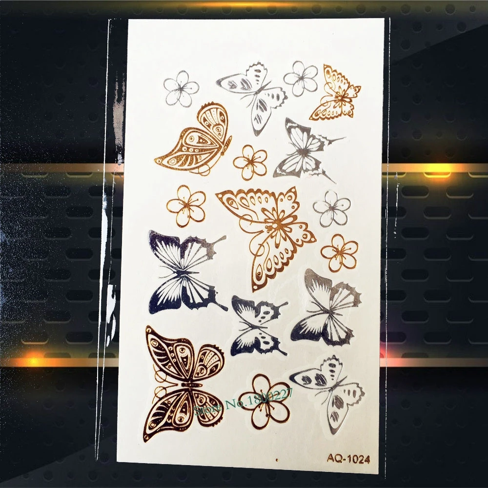 1pc Gold Metallic Temporary Tattoo Sticker For Girl Makeup PAQ-1024 Fake Butterfly Tattoo Paste Golden Color Sliver Flower Tatoo
1pc Gold Metallic Temporary Tattoo Sticker For Girl Makeup PAQ-1024 Fake Butterfly Tattoo Paste Golden Color Sliver Flower Tatoo