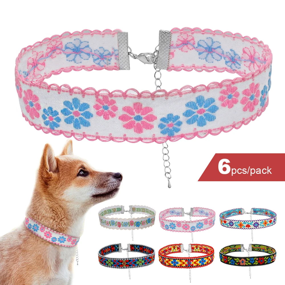 6pcs Puppy Dog Necklace Collar Small Dogs Cats Chocker Necklaces Cute Flower Print Collars For Pet Dog Accessories
6pcs Puppy Dog Necklace Collar Small Dogs Cats Chocker Necklaces Cute Flower Print Collars For Pet Dog Accessories