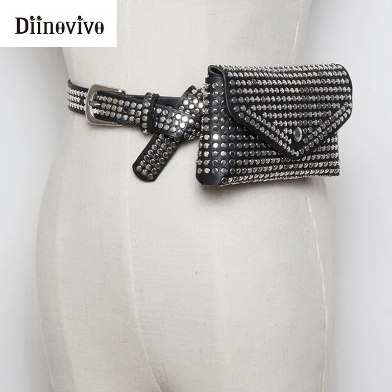 Модная дизайнерская поясная сумка DIINOVIVO с заклепками для женщин роскошная