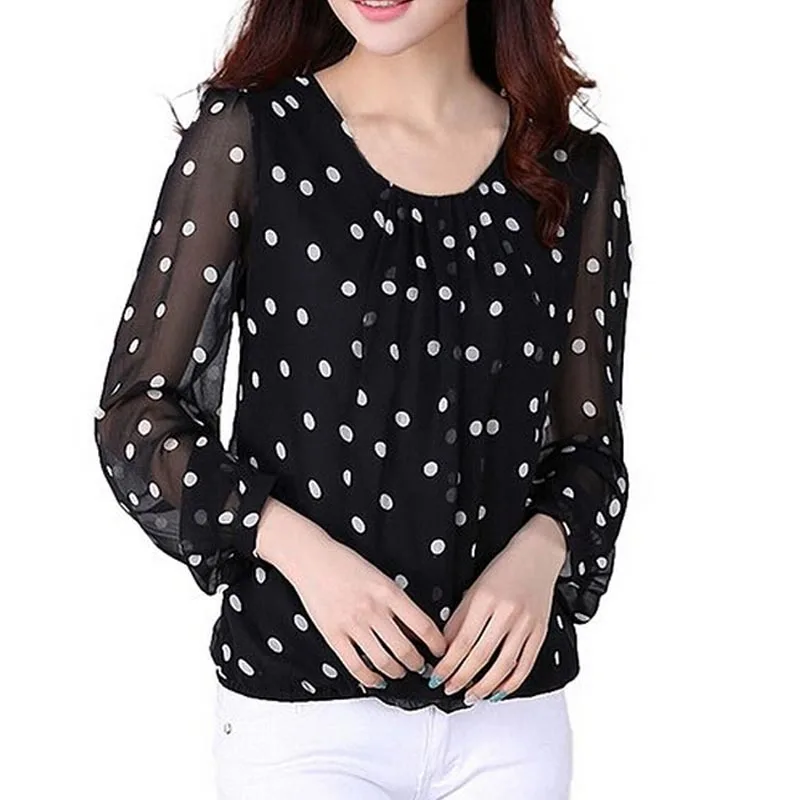 Polka Dot Sexy Chiffon blouse Long Sleeve Pullover Shirt Women Summer Ladies tops Plus Size
Polka Dot Sexy Chiffon blouse Long Sleeve Pullover Shirt Women Summer Ladies tops Plus Size